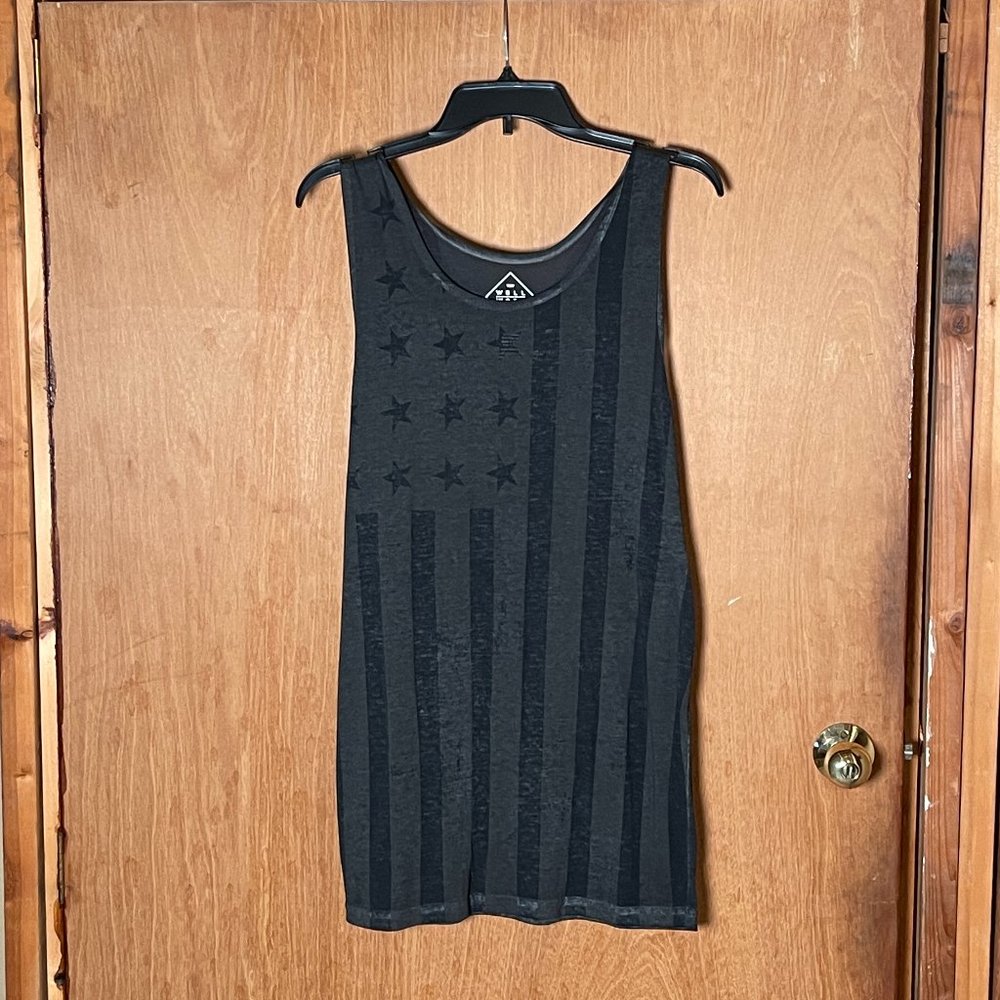 American Flag Soft Tank Top, Well-Worn Brand, Gray, in Large